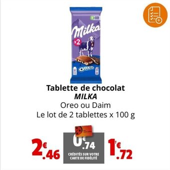Coccinelle Supermarché Tablette de chocolat MILKA offre