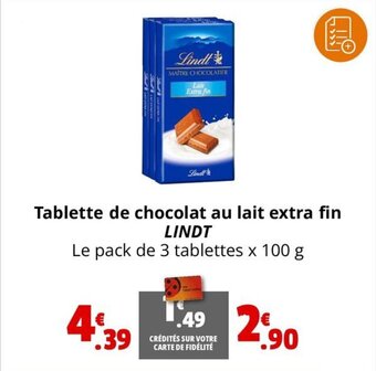 Coccinelle Supermarché Tablette de chocolat au lait extra fin LINDT offre