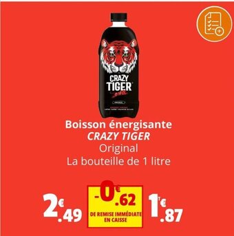 Coccinelle Supermarché Boisson énergisante CRAZY TIGER offre