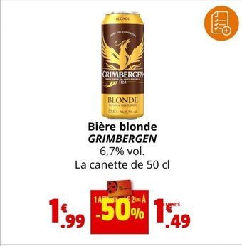 Coccinelle Supermarché Bière blonde GRIMBERGEN offre