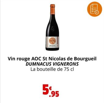 Coccinelle Supermarché Vin rouge AOC St Nicolas de Bourgueil DUMNACUS VIGNERONS La bouteille de 75 cl offre