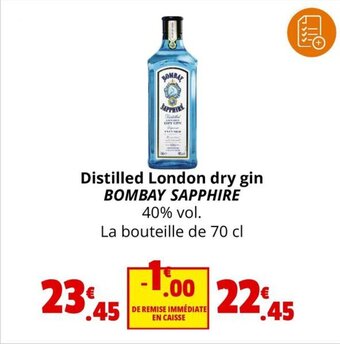 Coccinelle Supermarché Distilled London dry gin BOMBAY SAPPHIRE offre