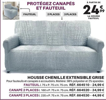 HOUSSE CHENILLE EXTENSIBLE GRISE