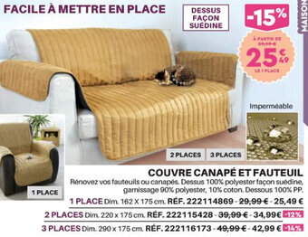 Shopix COUVRE CANAPÉ ET FAUTEUIL offre