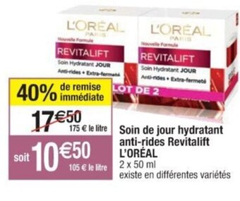 Cora x Carrefour soit Soin de jour hydratant anti-rides Revitalift L'ORÉAL offre