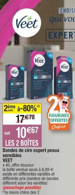 Bandes de cire expert peaux sensibles VEET