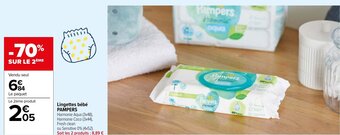 Carrefour Lingettes bébé PAMPERS offre