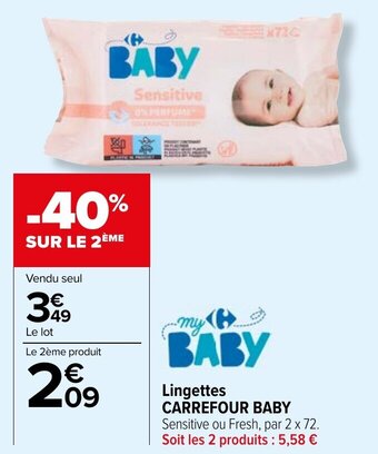 Carrefour Lingettes CARREFOUR BABY offre