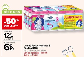Carrefour Jumbo Pack Croissance 3 CANDIA BABY offre