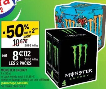 Cora x Carrefour MONSTER ENERGY 4 x 50 cl offre