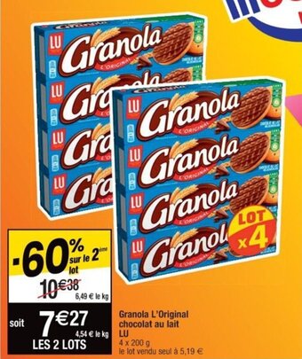 Cora x Carrefour Granola L'Original chocolat au lait LU offre