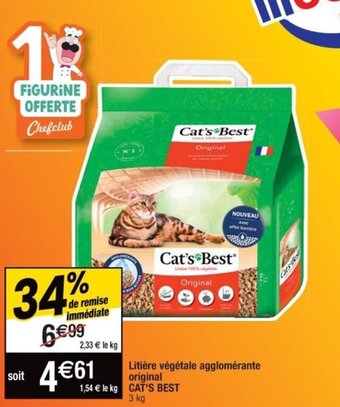 Cora x Carrefour Litière végétale agglomérante CAT'S BEST offre