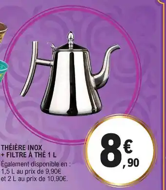 E.Leclerc Théière Inox + Filtre à Thé 1 L offre