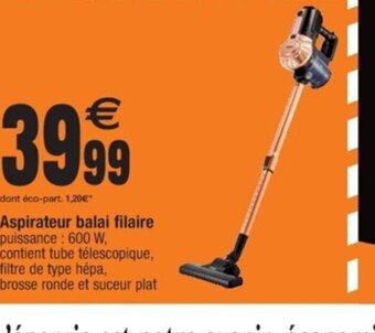 Cora x Carrefour Aspirateur balai filaire offre