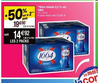 Cora x Carrefour )Bière blonde 5,5 % vol. 1664 offre