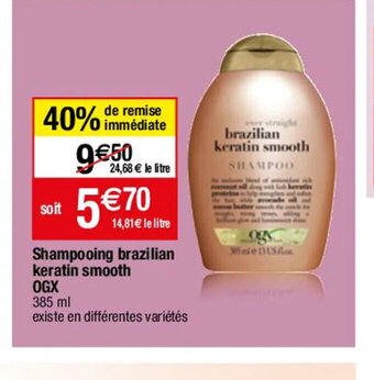 Migros Shampooing brazilian keratin smooth offre