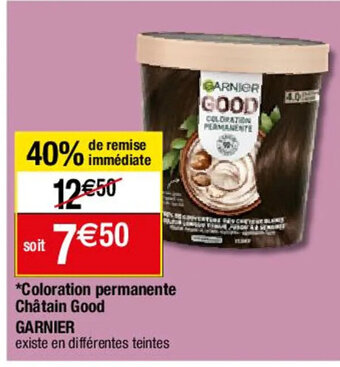 Migros Coloration permanente Châtain Good GARNIER offre