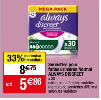 Serviettes pour fuites urinaires Normal ALWAYS DISCREET