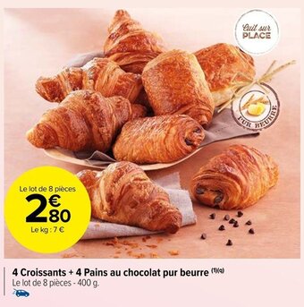 Carrefour Market 4 Croissants 4 Pains au chocolat pur beurre offre