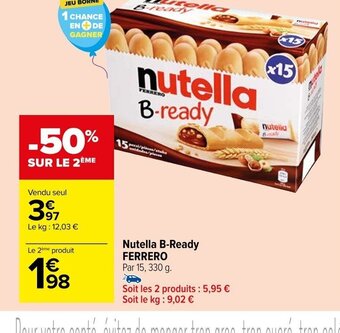 Carrefour Market Nutella B-Ready FERRERO offre