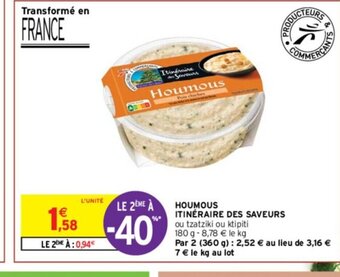 Intermarché HOUMOUS ITINÉRAIRE DES SAVEURS offre