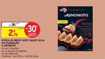 Intermarché GYOZA AU BŒUF AVEC SAUCE SOJA X10 SURGELÉS AJINOMOTO offre