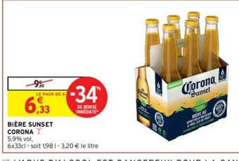 Intermarché BIÈRE SUNSET CORONA offre