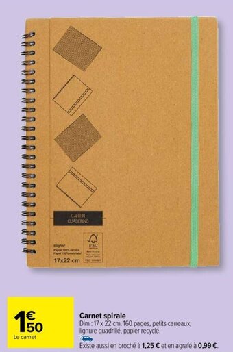Carrefour Market Carnet spirale offre
