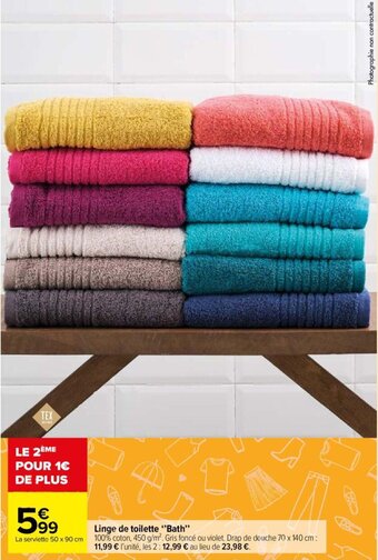 Carrefour Market Linge de toilette "Bath" offre