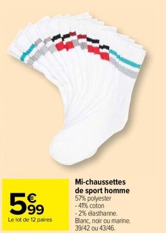 Carrefour Market Mi-chaussettes de sport homme offre