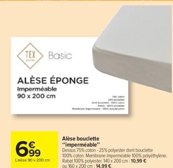 Carrefour Market Alèse bouclette "imperméable" offre