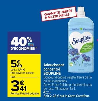 Carrefour Adoucissant concentré SOUPLINE offre