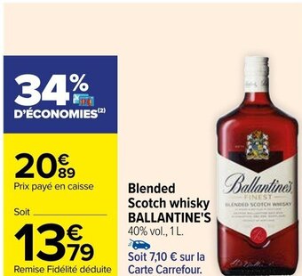 Carrefour Blended Scotch whisky BALLANTINE'S 40% vol., 1 L. offre