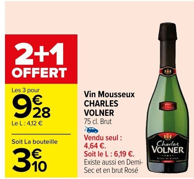 Carrefour Vin Mousseux CHARLES VOLNER offre