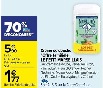 Carrefour Crème de douche "Offre familiale" LE PETIT MARSEILLAIS offre