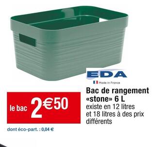Cora x Carrefour Eda bac de rangement stone 6 l offre