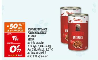 Netto Netto bouchées en sauce pour chien adulte au boeuf offre