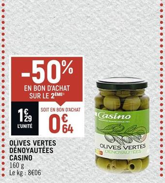 Spar Casino olives vertes dénoyautées offre