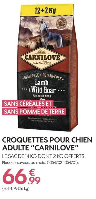 Truffaut Carnilove croquettes pour chien adulte offre
