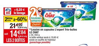 Cora x Carrefour Le chat (1)lessive en capsules l’expert trio-bulles offre
