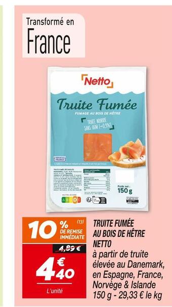 Netto Netto truite fumée au bois de hêtre offre