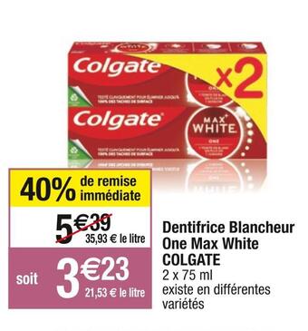 Colgate dentifrice blancheur one max white