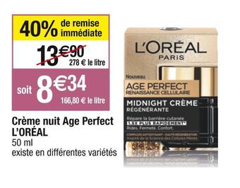 Cora x Carrefour L’oréal crème nuit age perfect offre