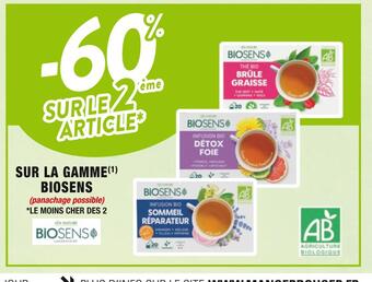 Biosens -60% sur le 2éme article sur la gamme biosens