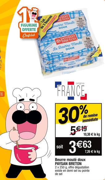 Cora x Carrefour Paysan breton beurre moulé doux offre