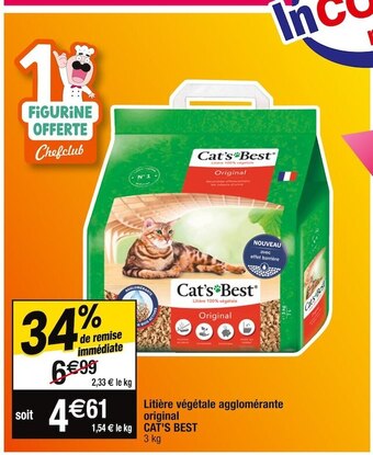 Cora x Carrefour Cat's best litière végétale agglomérante original offre