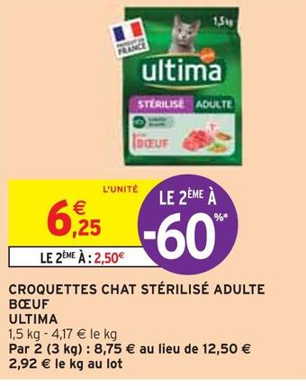 Intermarché Ultima croquettes chat stérilisé adulte bœuf offre