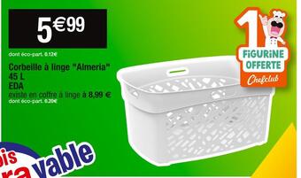 Eda corbeille à linge almeria 45 l