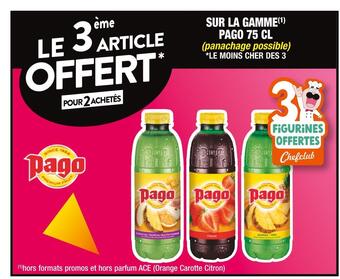 Pago le 3ème article offert pour 2 achetés sur la gamme pago 75 cl