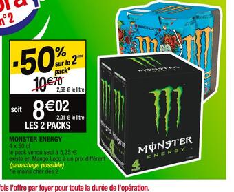 Cora x Carrefour Monster energy monster energy offre